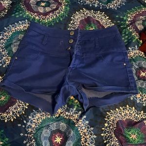 Blue High-Waisted Shorts